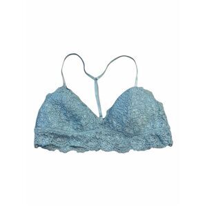 AERIE Women’s Light Blue Green Floral Lace Racerback Bralette Size Medium
